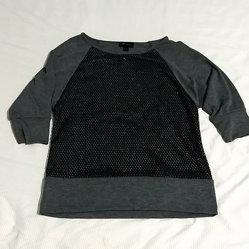 AB Studio lightweight 3/4 sleeved black & Grey  sweater